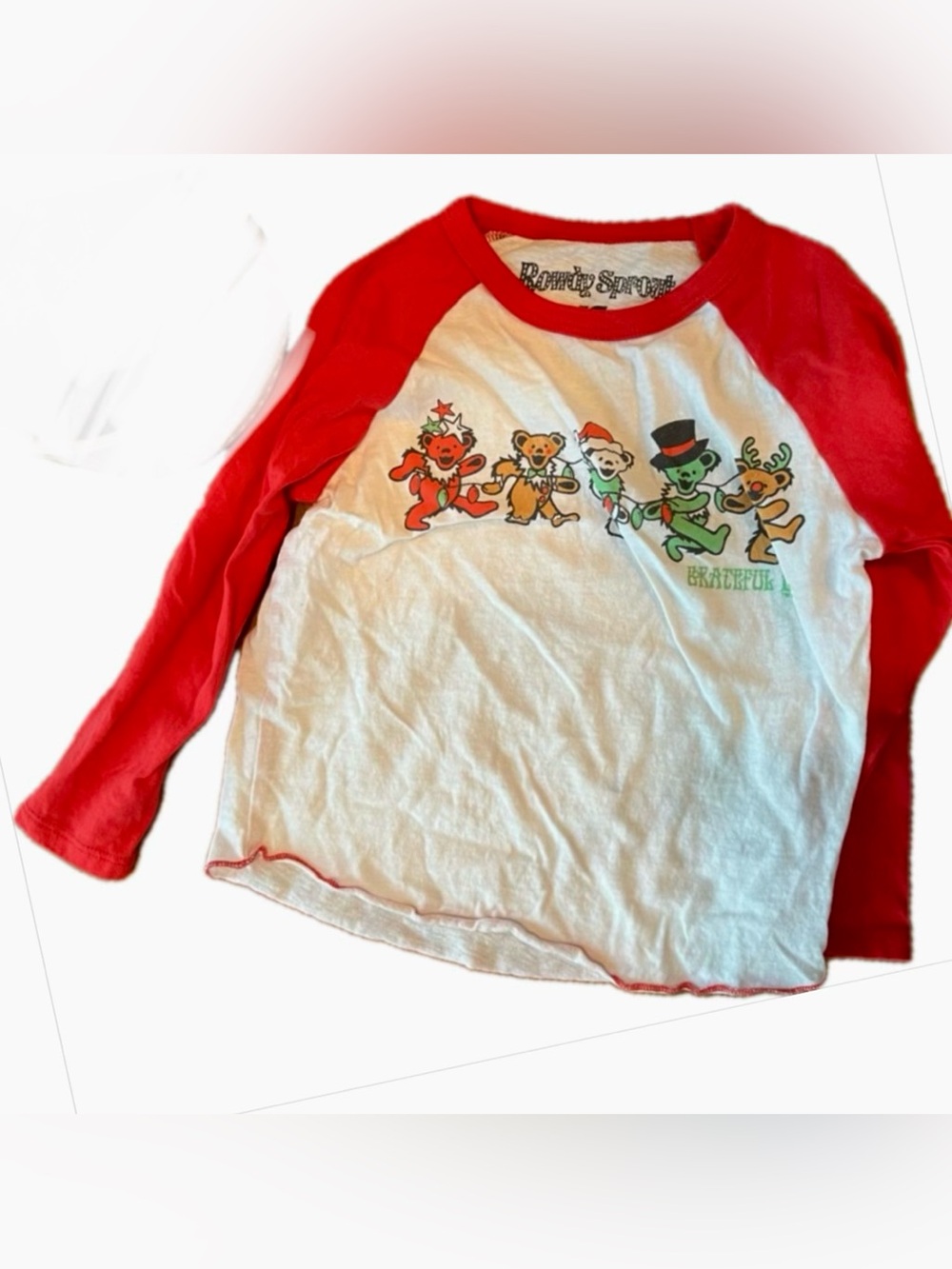 Rowdy Sprout Grateful Dead Kids Long Sleeve Tee 4T Red White Band Shirt
